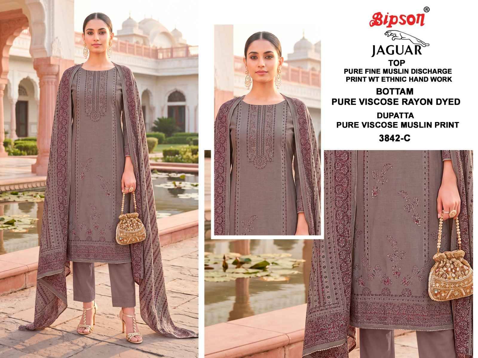 JAGUAR - 3842 Series BIPSON PRINTS Beautiful Stylish Festive Suits Fancy Colorful Casual Wear & Ethnic Wear & Ready To Wear Pure Visocse Muslin Print With Embroidered Dresses At Wholesale Price